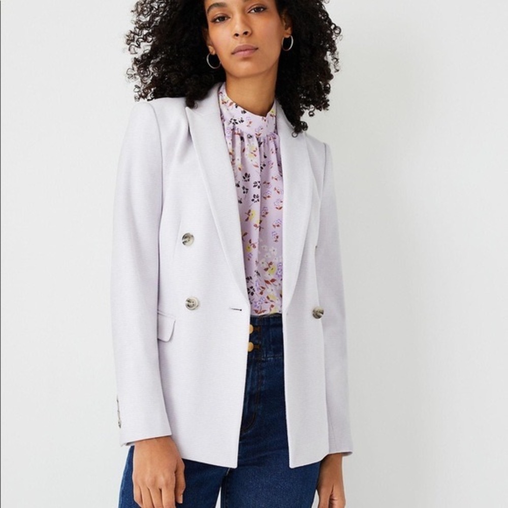 ANN TAYLOR lilac/white double breasted blazer 8P